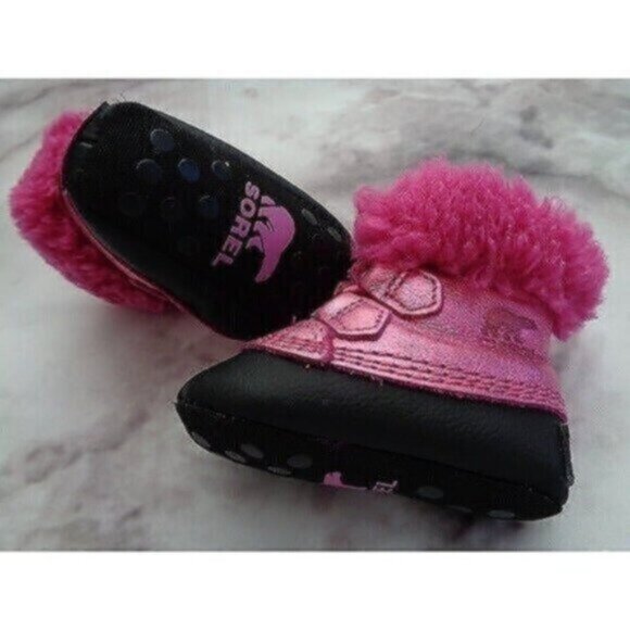 NEW Sorel Caribootie Shearling Leather Infant/Baby Bootie Size 3 - Picture 1 of 7